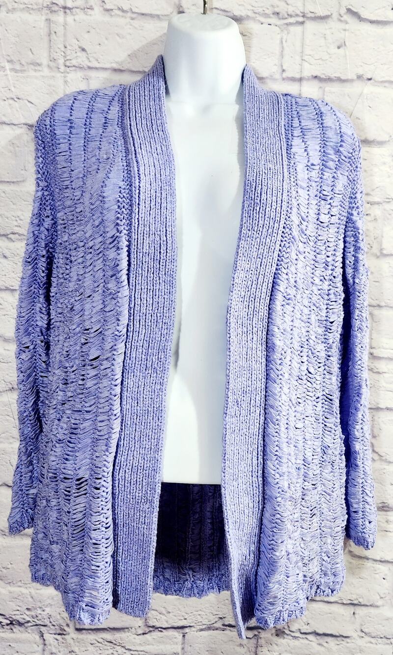 Chico's Light Purple Open Front Loose Knit Cardigan Sweater 1 Medium Lightweight